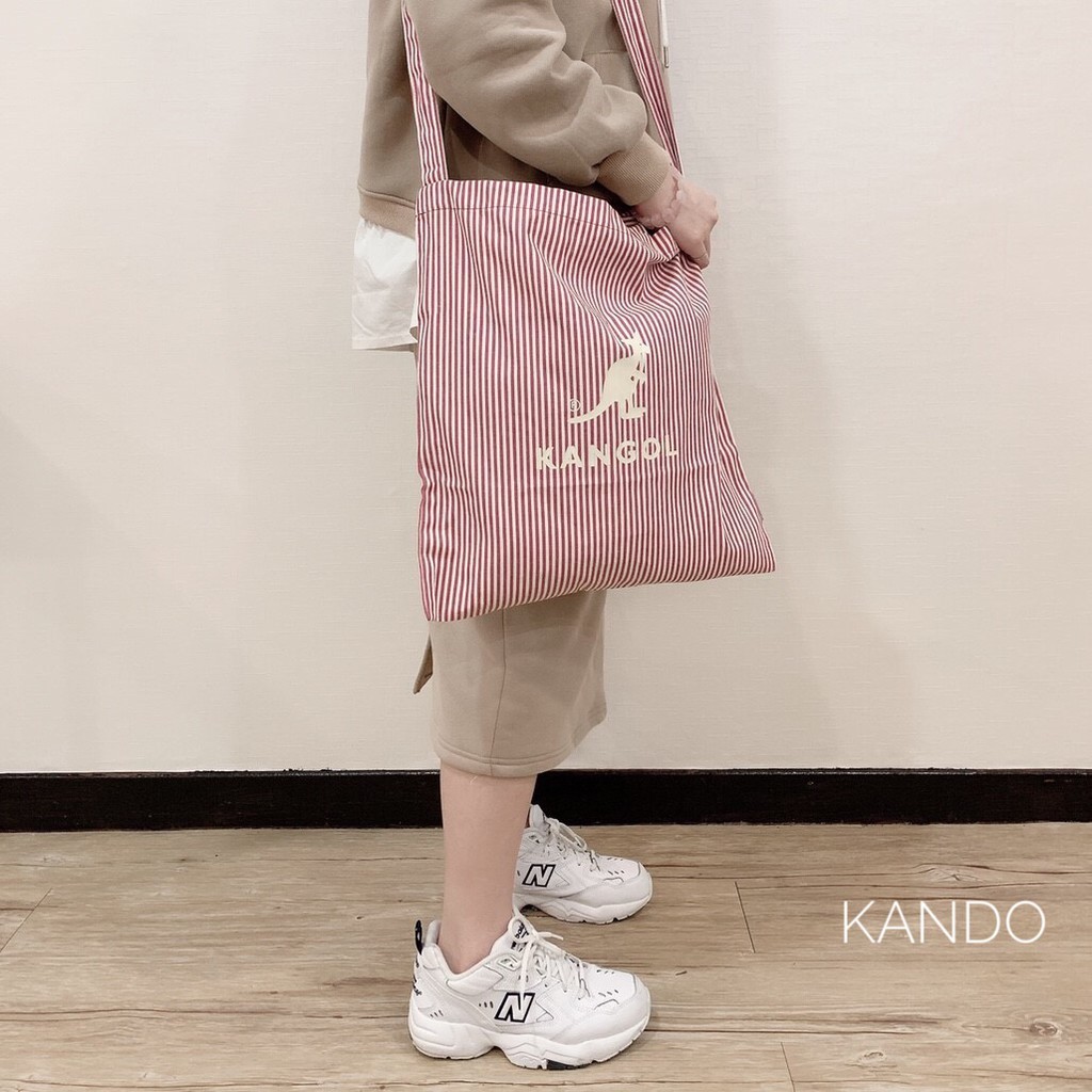 C3 / 出清特價 /  KANGOL  2way 帆布袋   粉紅條紋
