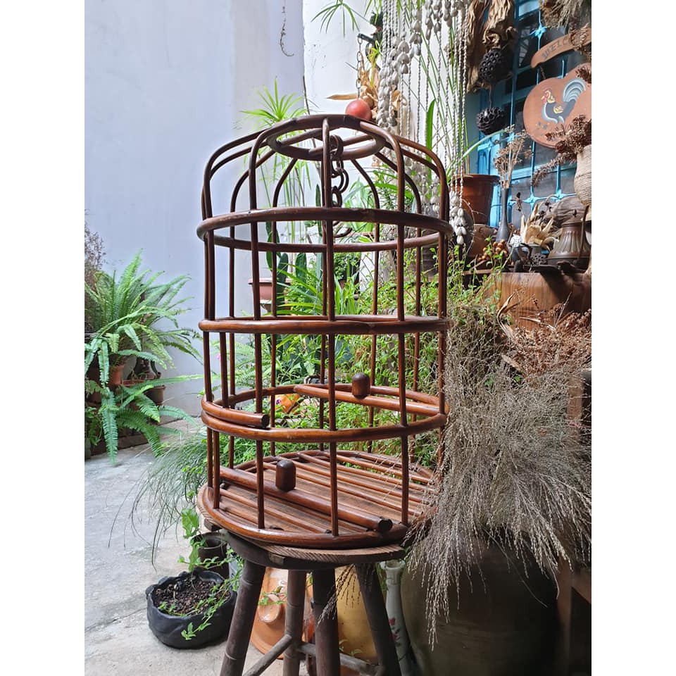 小院子 鳥籠造型花架 竹製鳥籠 藤製鳥籠 花器花架 蝦皮購物