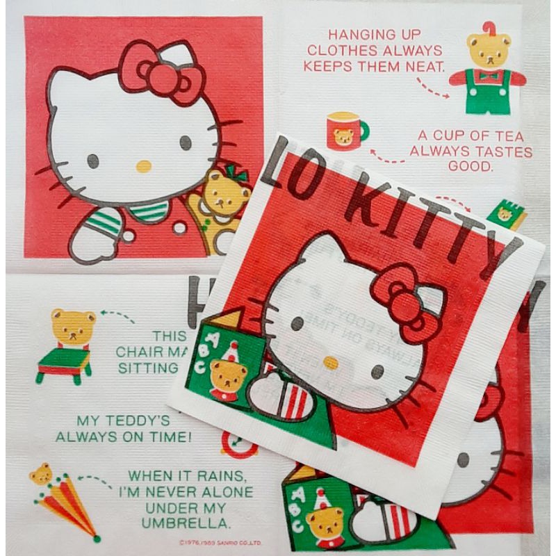 Hello Kitty 1989 日本 餐巾紙 蝶古巴特 古董 古物