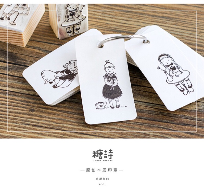 倪好小舖 糖詩小可愛系列原木印章橡膠章可愛女孩小清新獨立精美包裝文創商品diy手帳美化送禮自用兩相宜 蝦皮購物