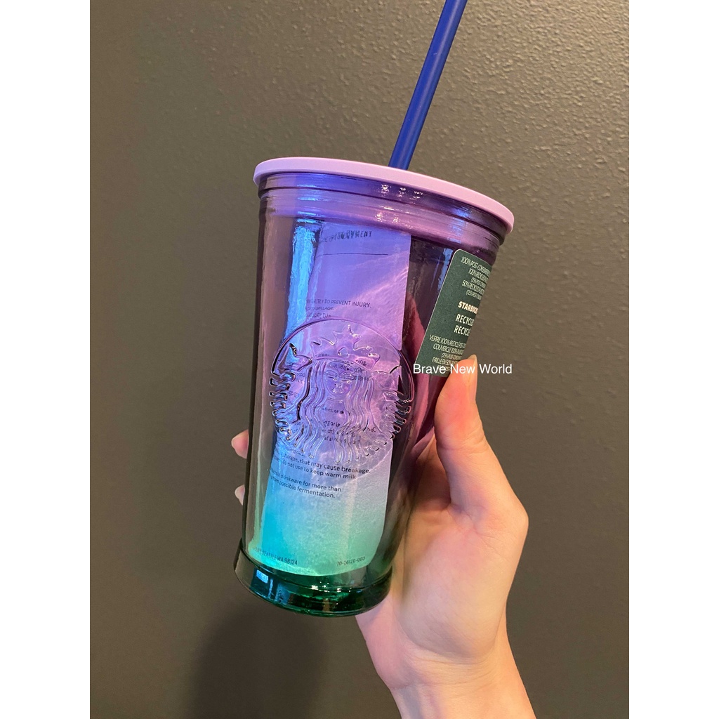 [現貨+預購]Starbucks星巴克北美限量款漸變紫藤藍玻璃杯子冷水杯雙層冷水杯