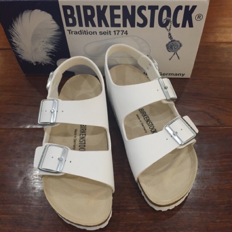 德國Birkenstock 勃肯白色涼鞋（Milano 款）