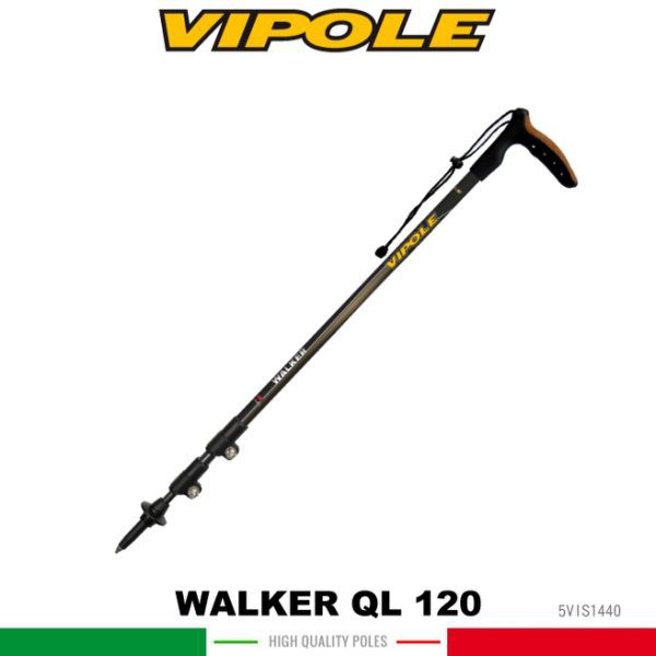 【VIPOLE 義大利 WALKER QL 120 拐仗型雙快調登山杖《黑》】S-1440/手杖/爬山/健行杖/悠遊山水