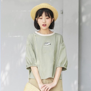 春夏季短袖t恤女學生韓版五分袖ins寬鬆BF百搭斑馬印花中袖上衣服