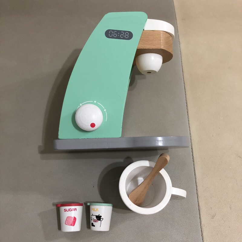 二手玩具 狀況好 木製咖啡機 玩具廚房 扮家家酒玩具 木製家電玩具 咖啡機玩具 木製家家酒