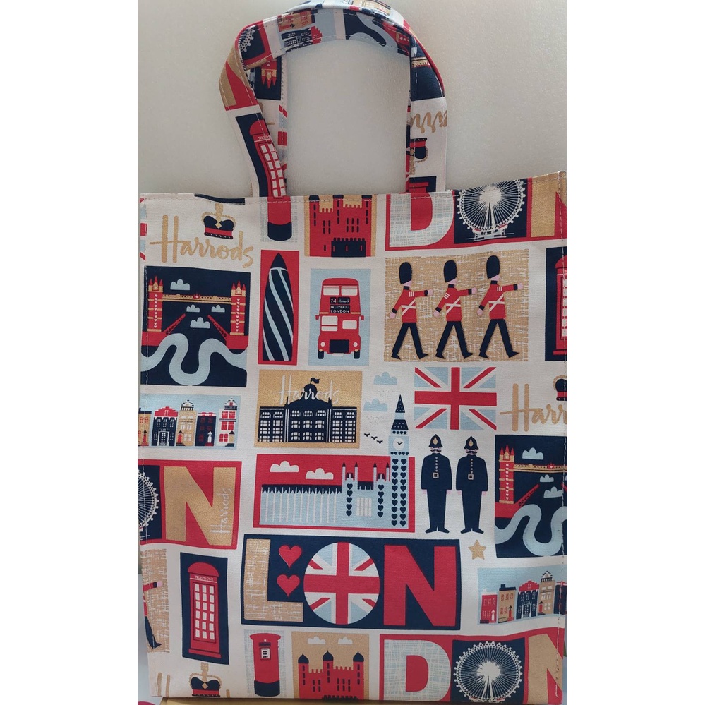英國 Harrods 哈洛德 哈洛氏 倫敦衛兵帆布手提袋 經典士兵圖騰磁釦袋 A4防水提袋 購物袋 全新正品 絕版品