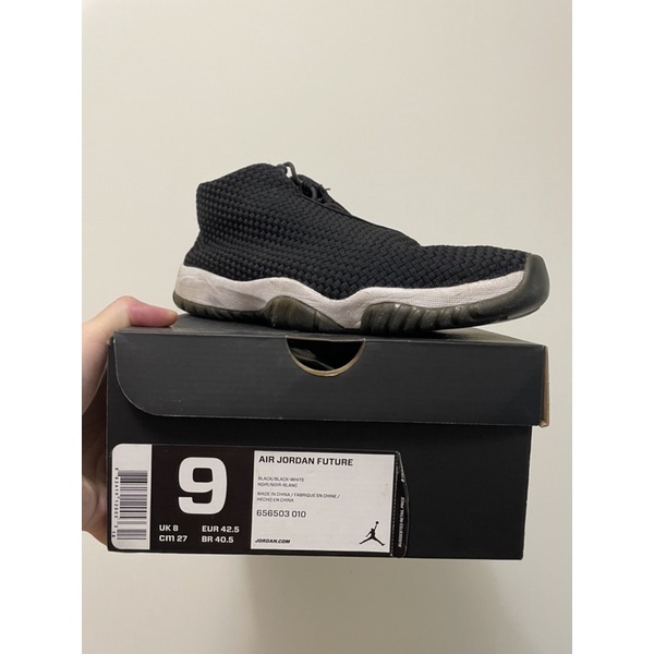 NIKE AIR JORDAN FUTURE LOW US9 黑白 編織 透明底 656503 010