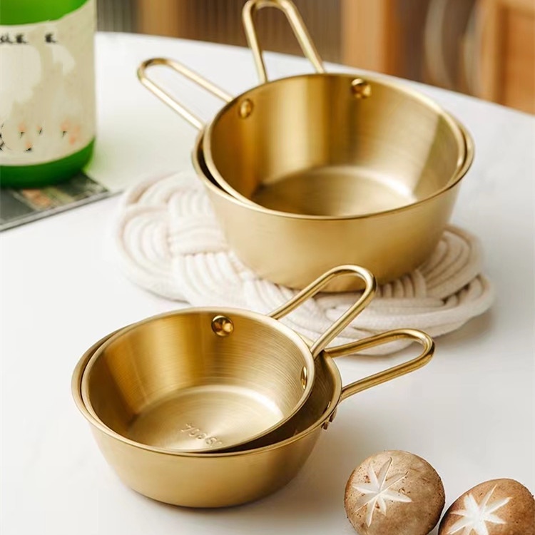 【PP Home】韓系米酒碗 304碗 不鏽鋼 金色碗 銀色碗 帶把碗 碗調料 料理碗 涼酒碗