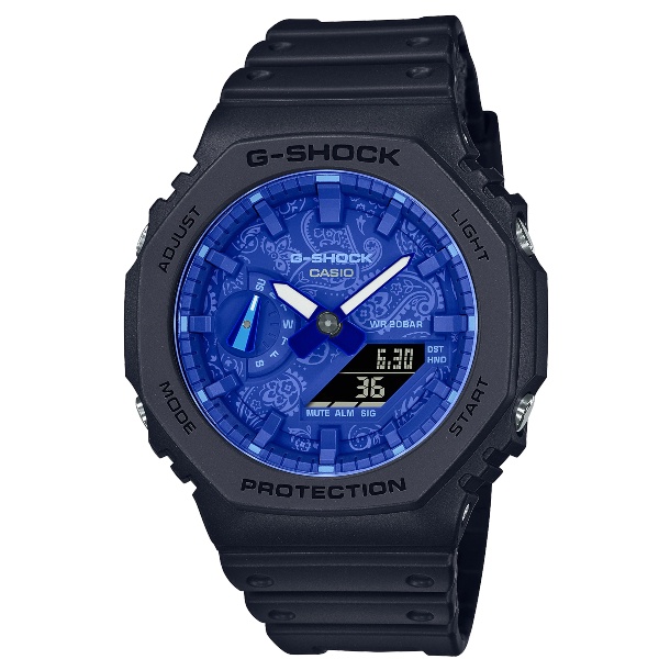 CASIO卡西歐G-SHOCK  GA-2100BP-1ADR 經典潮流變形蟲 黑X藍45.4MM