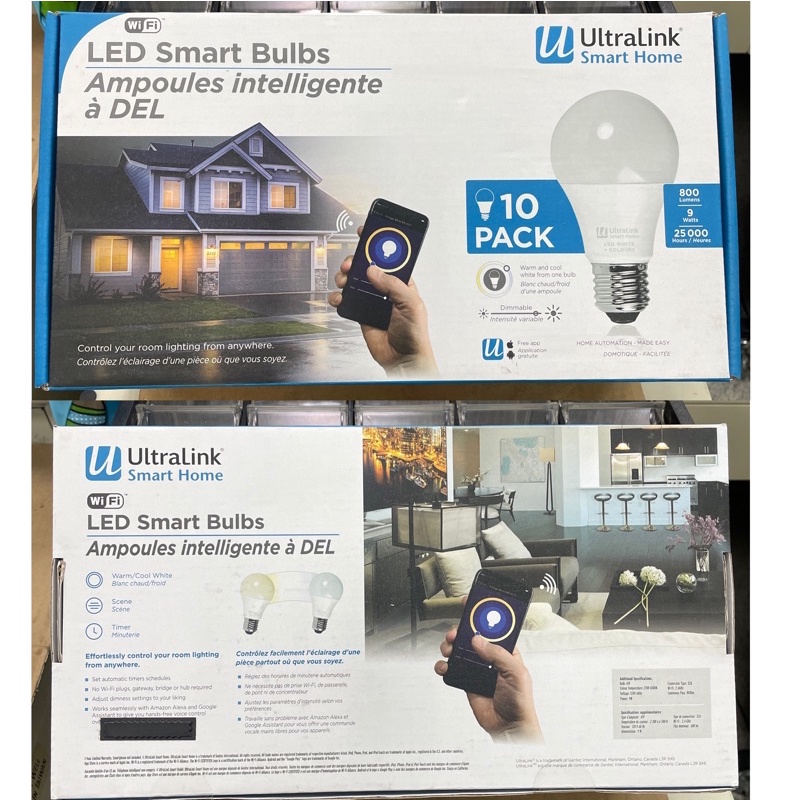 UltraLink Smart Home LED智慧燈泡 9W 800 流明WiFi 燈泡 10顆裝