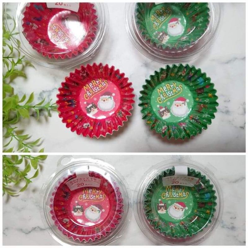 日本新款聖誕風造型小菜杯/蛋糕枚（20枚入9號/紅/綠）