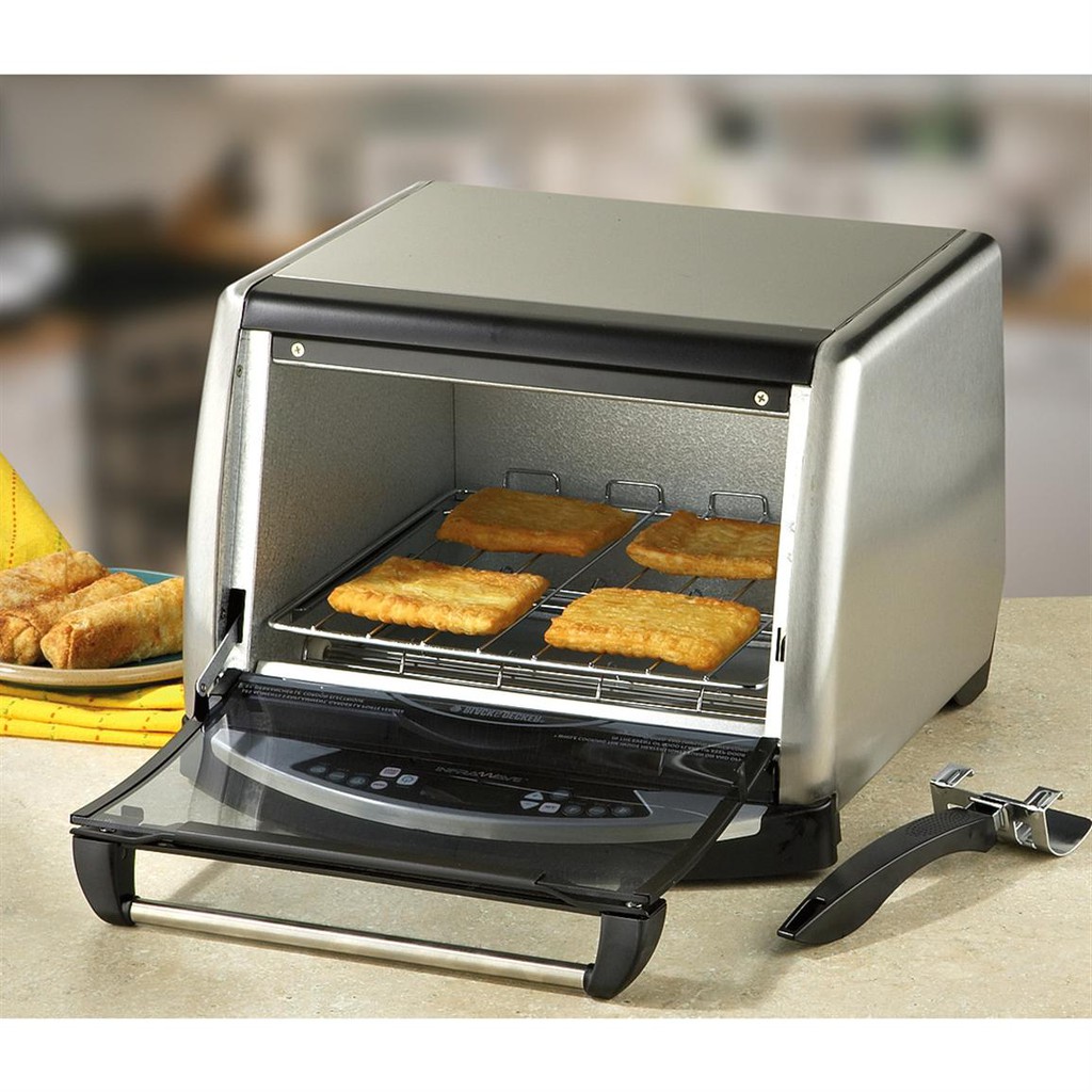 美國Black&amp;decker InfraWave不鏽鋼快速大烤箱,披薩/雞/麵包,家用/營業用,抽取式烤盤.網架,近全新