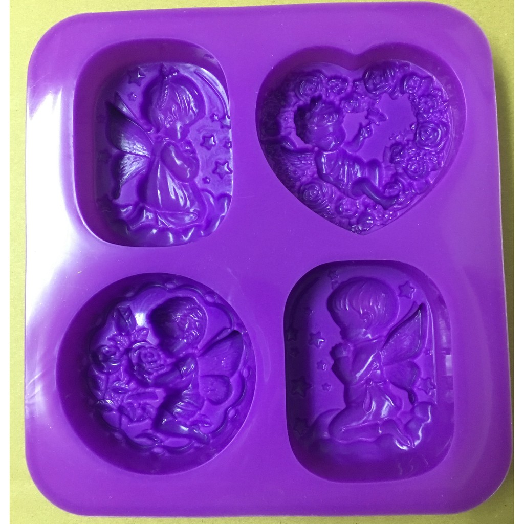4孔 多天使 4款天使 多組合 手工皂模具   矽膠模具 蛋糕模具 巧克力模具 手工皂 模具 烘焙模具 製冰盒