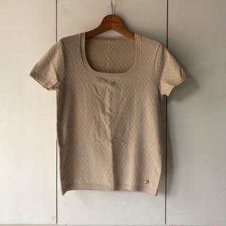 【米倉】（已售出勿下）二手專櫃正品女裝 義大利製 CHANEL香奈兒 U領針織短袖上衣休閒T恤 短袖上衣 上班族OL白領