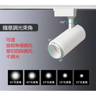 LED調焦COB軌道燈12W無極調光投射燈壁切分段調光軌道燈可隨意調焦光束角
