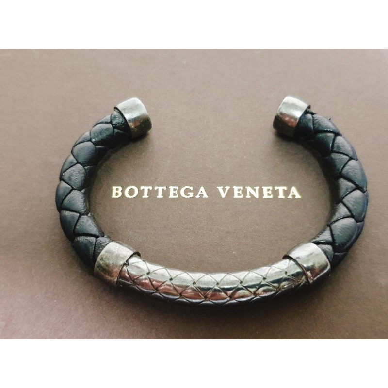 可刷卡 二手正品 925純銀 BV BOTTEGA VENETA 羅志祥 小鬼 寶緹嘉 黑色 咖色 編織 手環 S號