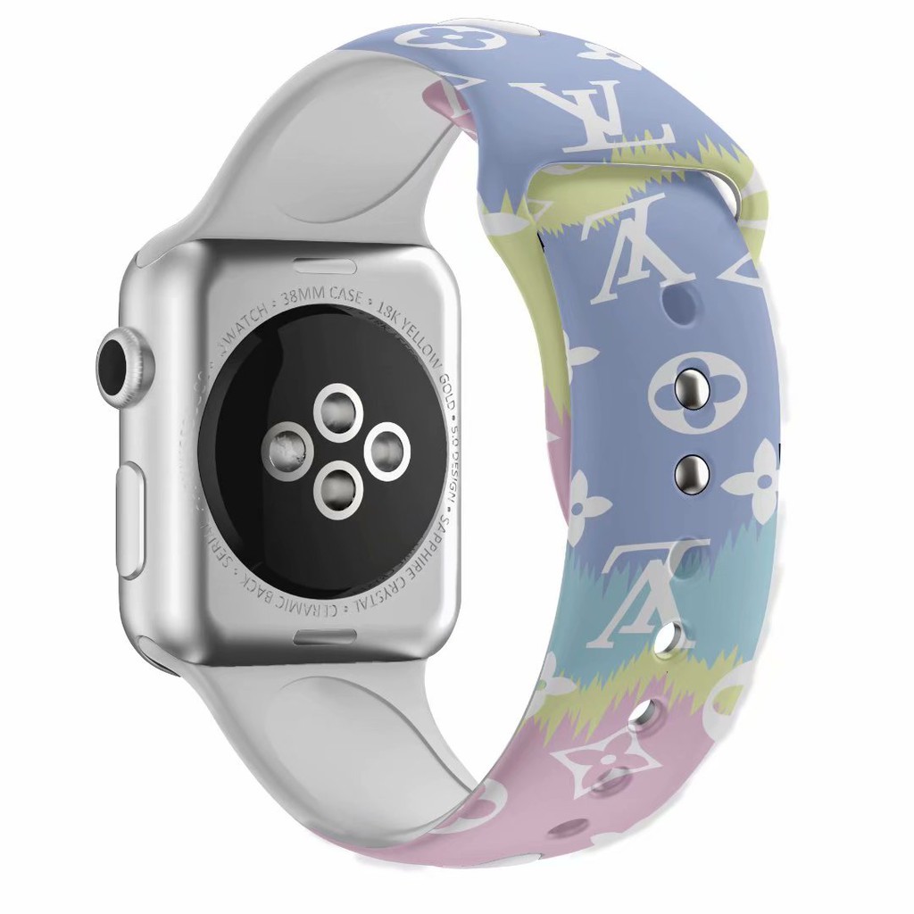 現貨 Apple watch錶帶 LV 漸變 適用 iwatch 3 4 5 6 7 8 Ultra SE 矽膠錶帶