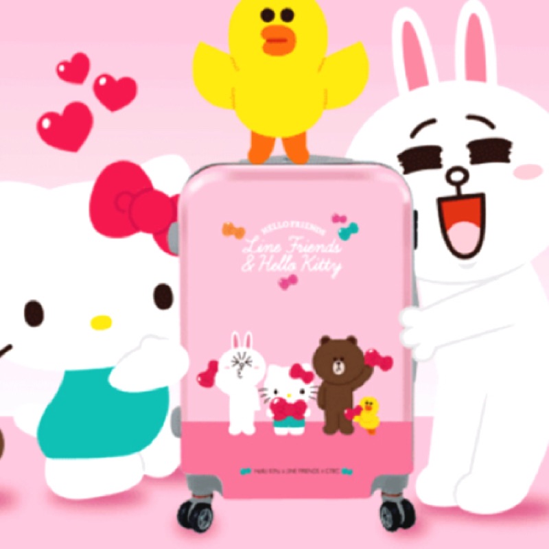 Line friends&amp;hello kitty 24吋行李箱