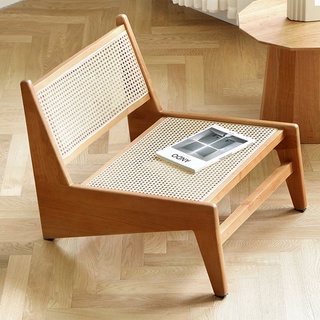 躺椅懶人椅袋鼠椅昌迪加爾北歐沙發陽臺客廳侘寂設計師實木藤編椅