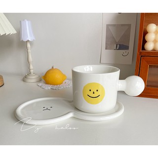 HALOO'S ROOM / 韓國INS可愛笑臉早餐盤馬克杯 咖啡杯SET