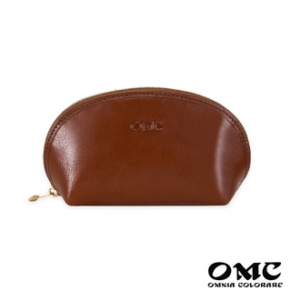 【OMC】義大利植鞣革貝殼造型零錢包-棕色
