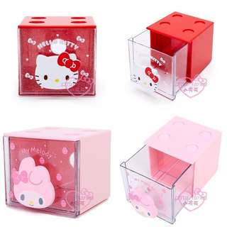 ♥小花花日本精品♥HelloKitty美樂蒂透明金蔥大臉造型積木收納盒可堆疊 日本調貨12058303