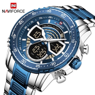 領翔NAVIFORCE軍事運動男士手錶雙顯示模擬手錶石英手錶防水夜光時鐘