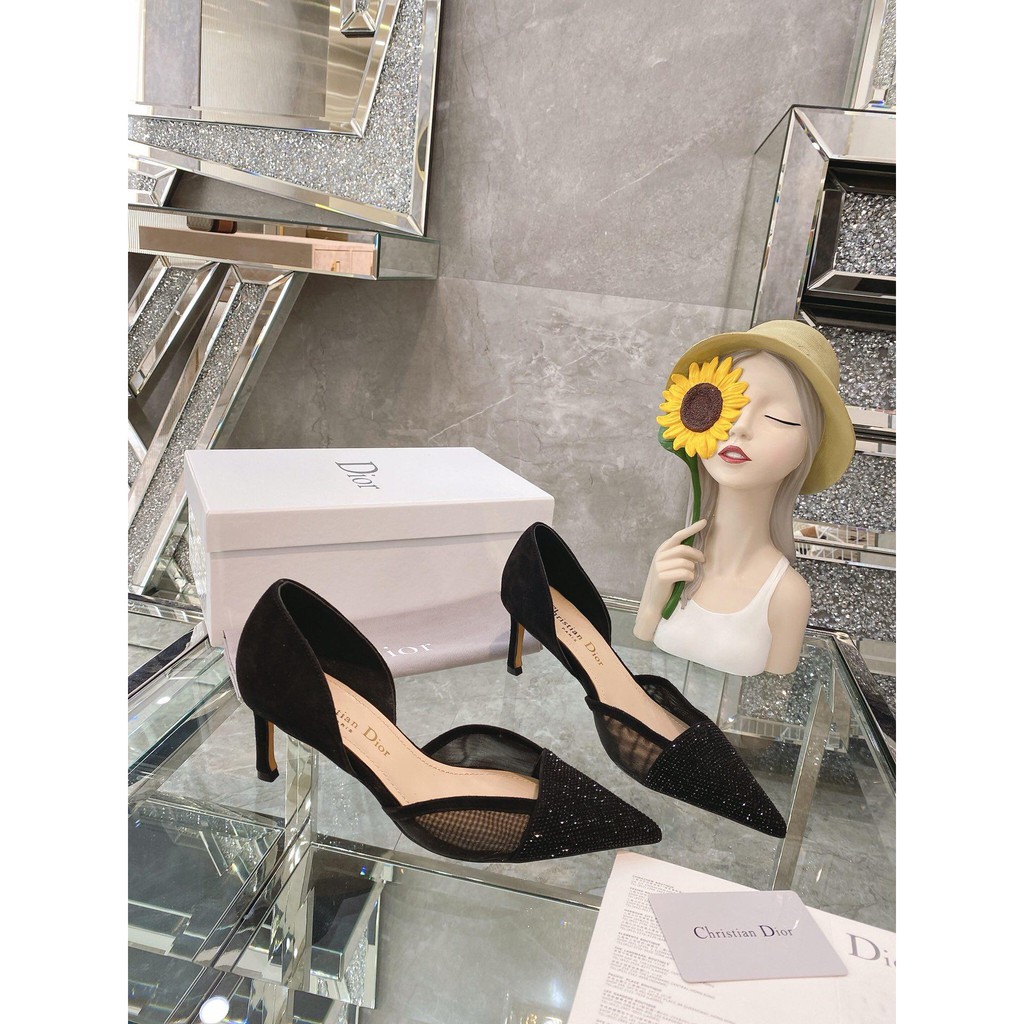 二手迪奧dior 21春夏高定款尖頭女鞋cd水鉆高跟婚鞋angelababy同款包鞋高跟鞋黑色 蝦皮購物