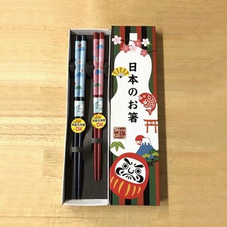 現日本製 春 富士山 七福達摩 雙 筷子 禮盒