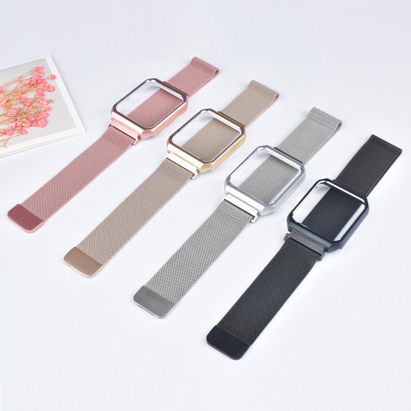 apple watch表帶iwatch6代不銹鋼表帶+保護框蘋果series6/5蘋果手表表帶44mm蘋果鋁合金保護殼