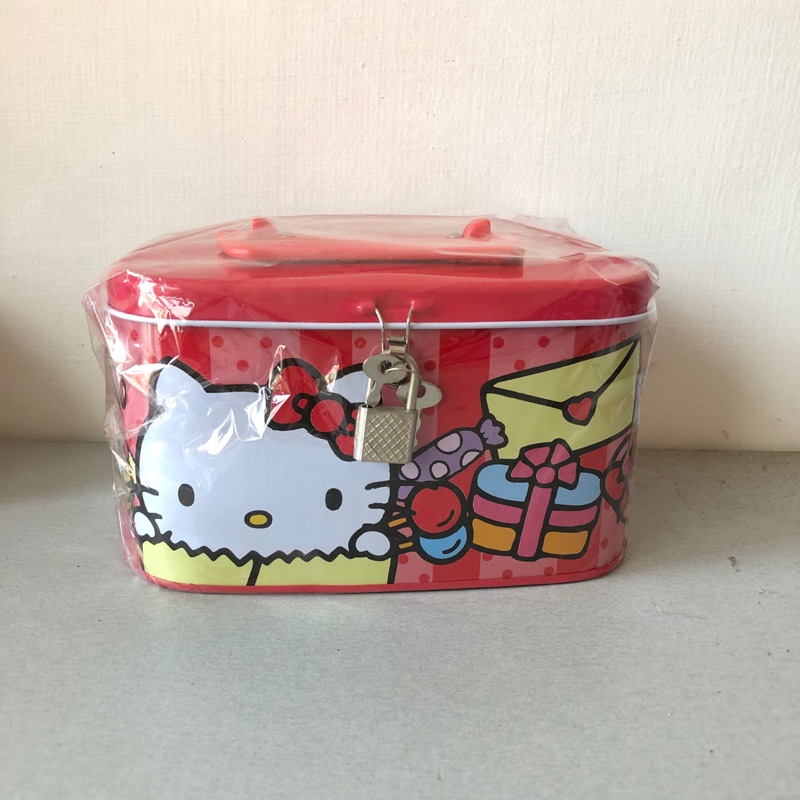 [全新] Hello kitty 存錢筒 收納盒 手提盒 鐵盒 鑰匙鎖盒