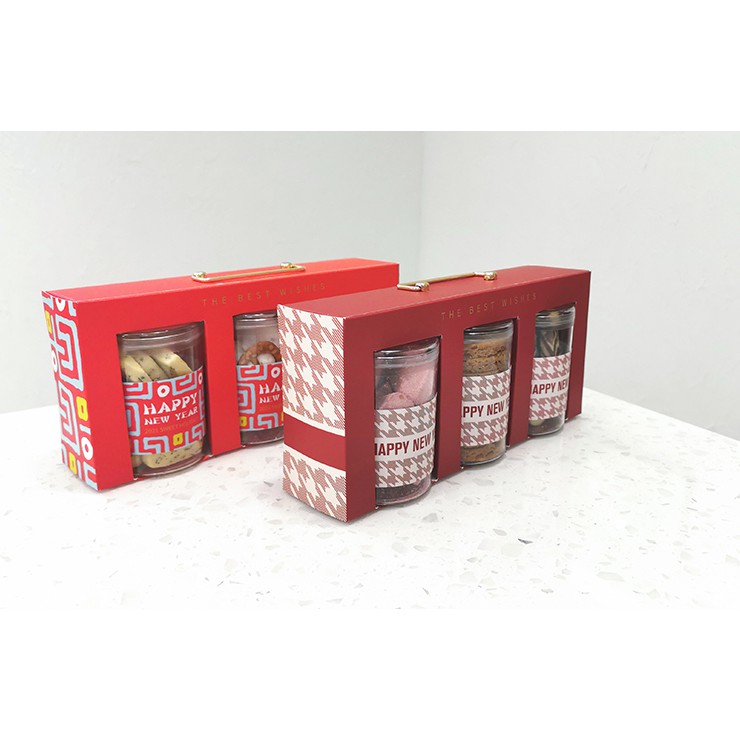 ☀孟玥購物☀新年 3罐裝 金屬手提禮盒 手工餅乾 牛軋糖 一口糖 馬林糖 巧克力豆 堅果 創意包裝盒 手提禮盒