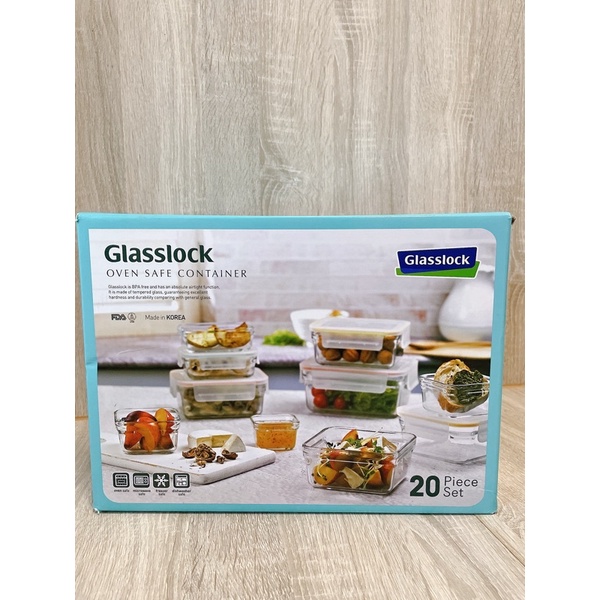Glasslock 玻璃保鮮盒 20件組 好市多烤箱微波爐加熱