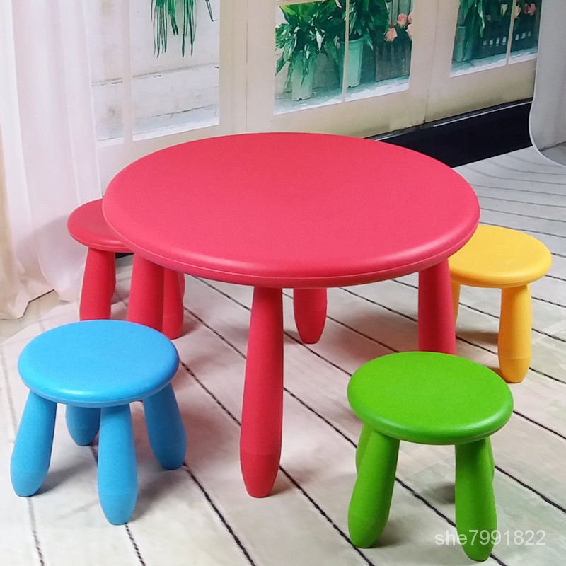 【熱銷✨特惠】兒童桌椅 雙層加厚 兒童桌椅 寶寶學習桌 幼兒園桌椅  圓桌