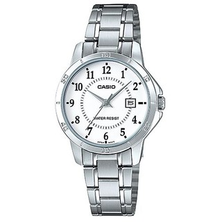 【CASIO】經典淑女時裝時尚數字指標腕錶-白麵黑字(LTP-V004D-7B)正版宏崑公司貨