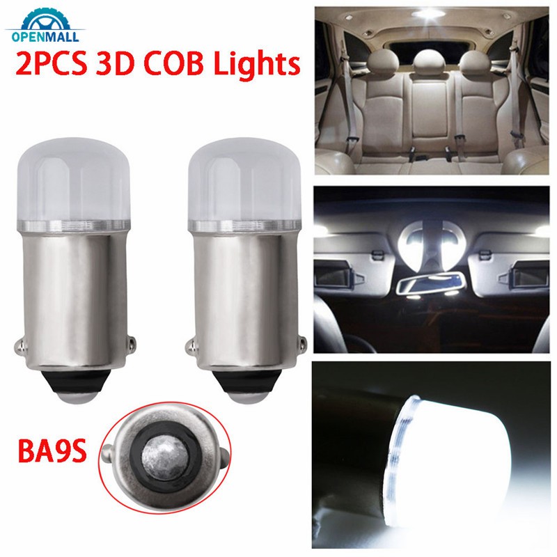 Om 2Pcs 超亮 12V 汽車 LED 燈陶瓷 COB LED 燈泡 BA9S T4W 汽車牌照燈