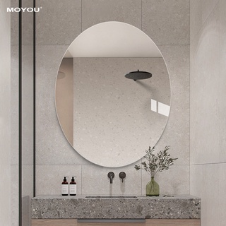 【MOYOU免運】普通鏡 簡約 橢圓無框浴室鏡 洗手臺化妝鏡 浴室鏡 衛浴鏡子