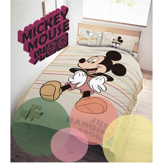 【台灣製造、正版授權】Disney迪士尼 - 米奇 -兜圈圈系列 - 單人/雙人-床組.床包.被套.枕頭套