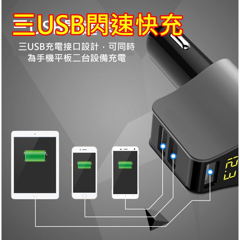 全新現貨 三usb車充带數位顯示電壓檢測汽車手機充電車用usb充電器萬用車充車用電壓12 24v 車充頭汽車 蝦皮購物