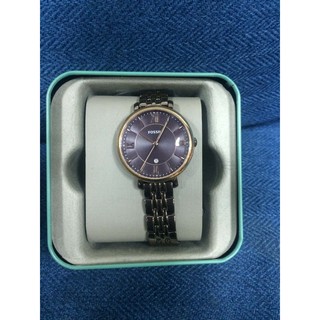 FOSSIL Jacqueline日期不鏽鋼手錶(ES4275)-葡萄紫x鍍棕/36mm
