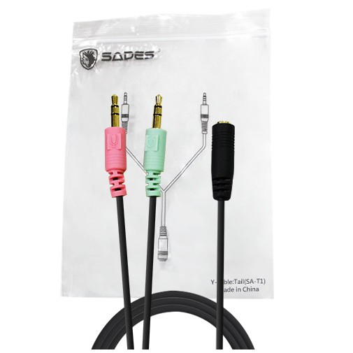 【鳥鵬電腦】SADES 賽德斯 1轉2 Y-CABLE 鍍金音源線 單頭轉雙頭  支援所有市面上MIC單頭耳機轉接用