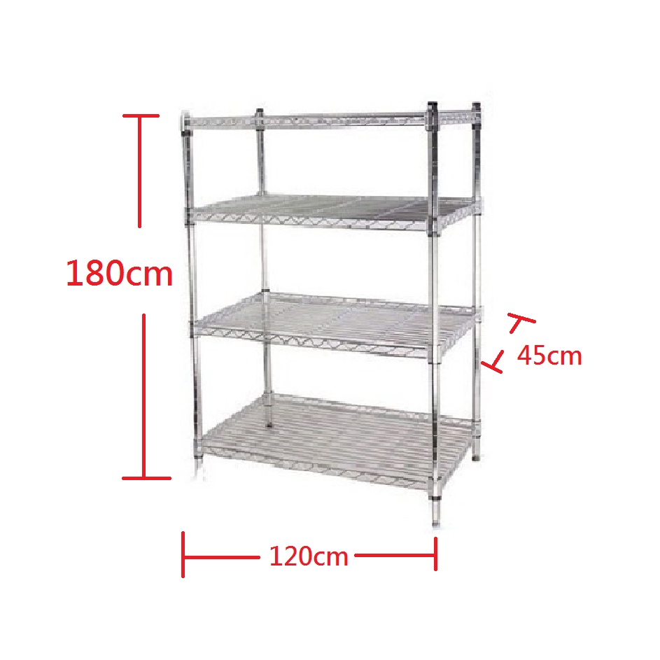 桃園自取 四層 加粗大管 置物架 附贈透明墊子 收納架 鐵架 貨架 多層 儲物架 180*120*45
