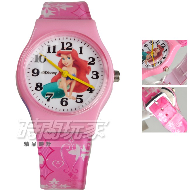 Disney 迪士尼 時尚卡通手錶 小美人魚 公主 手錶 數字 女錶 粉紅色 D小美人魚大P1【時間玩家】