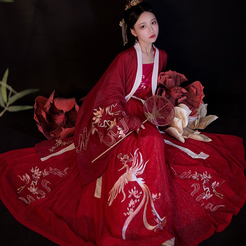 索拉的花屋 雛鳳 齊腰對襟襦裙傳統大袖衫重工刺繡6米大擺超仙 蝦皮購物