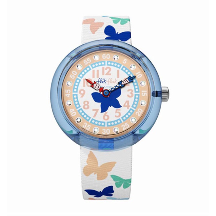 swatch 兒童錶品牌FlikFlak 瑞士錶 時鐘教學錶  FBNP099  男女童防水手錶