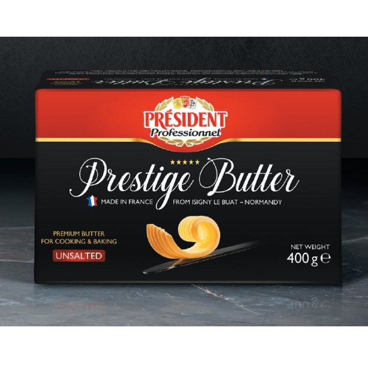 總統 頂級無鹽奶油方塊 Prestige Butter 法國首選的 總統牌頂級奶油 嚴選來自伊西尼勒比 400G