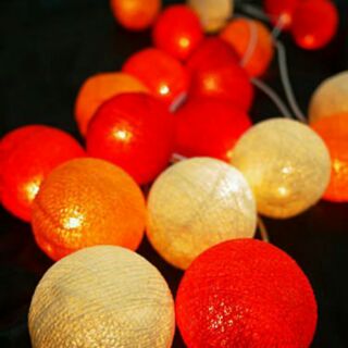 ▌OMYFUN創意生活 ▌《棉球燈飾-橘紅款》療癒小物/露營燈/櫥窗裝飾/民宿風/攝影道具