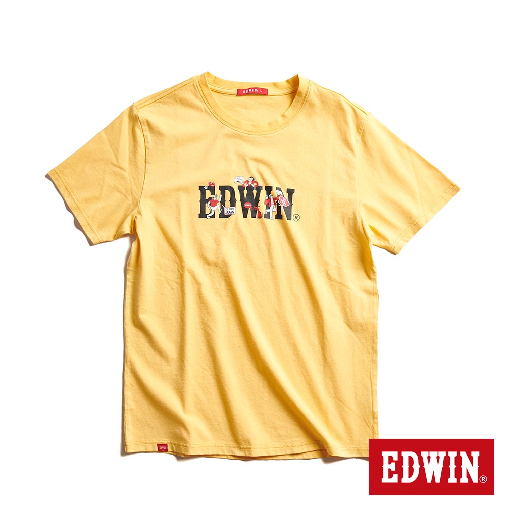 EDWIN 網路獨家 插畫LOGO短袖T恤(銘黃色)-中性款