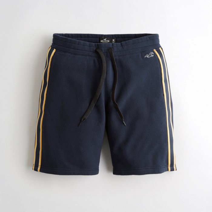 【HOLLISTER Co.】【HCO】HC男款棉短褲小鷗雙側織帶黑藍 F07190513-02