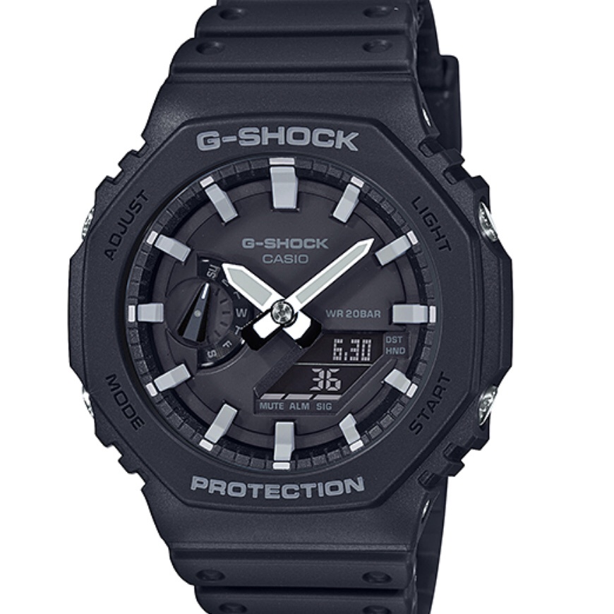 CASIO G-SHOCK 農家橡樹GA-2100-1A 黑色白刻針200M防水/麗寶錶樂園